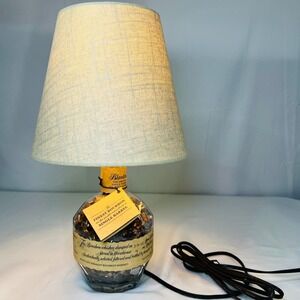 Blanton's Bourbon Bottle Lamp Upcycled Whiskey Bar Decor with Linen Shade
